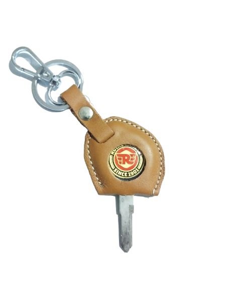 Royal Enfield Leather Key Chain With Blank Key 'Right side' cutting- Assorted colors as available