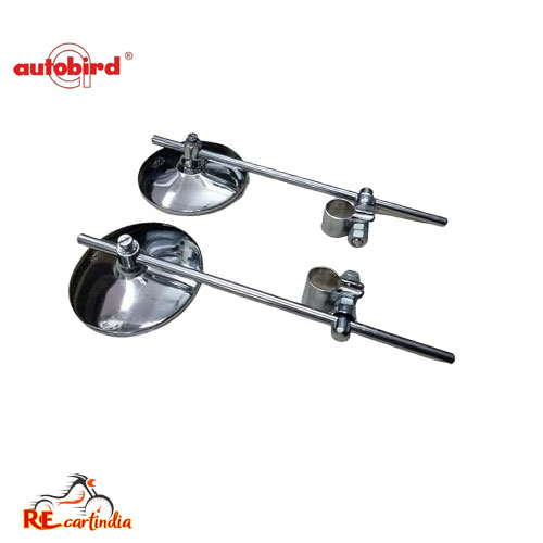 STRIGHT ROD MIRROR SET CHROME PLATED - VINTAGE LOOK - (2 NOS) - Image 3