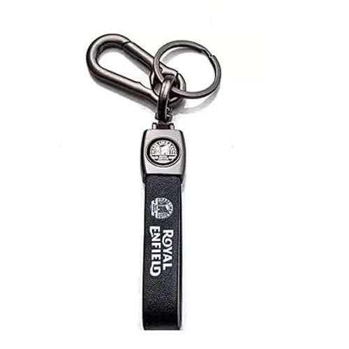 LATHER KEY CHAIN WITH HANGING HOOK - BLACK