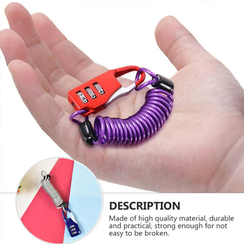 Anti-theft Dial Lock, Padlock, 3-Digit, Built-In Wire (1 Pc) - Image 3