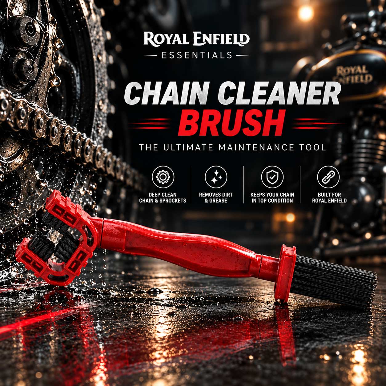 ROYAL ENFIELD ESSENTIALS CHAIN CLEANER BRUSH – THE ULTIMATE MAINTENANCE TOOL