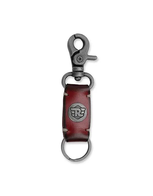 ROYAL ENFIELD LEATHER KEYCHAIN FREE KEY LOGO 2 NOS- RED