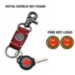 ROYAL ENFIELD LEATHER KEYCHAIN FREE KEY LOGO 2 NOS- RED