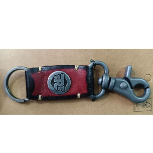 ROYAL ENFIELD LEATHER KEYCHAIN FREE KEY LOGO 2 NOS- RED