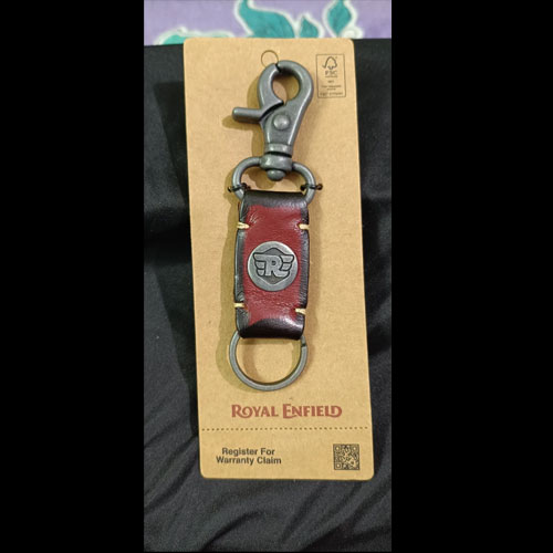 ROYAL ENFIELD LEATHER KEYCHAIN FREE KEY LOGO 2 NOS- RED
